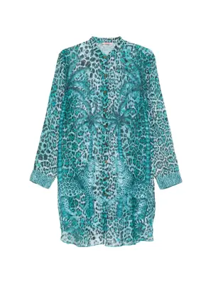 Платье-рубашка с леопардовым принтом