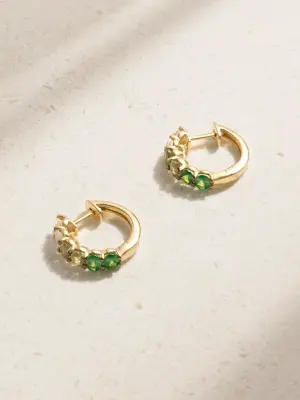 Серьги-кольца из золота 14 карат с сапфирами