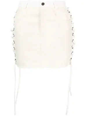 Джинсовая мини-юбка со шнуровкой