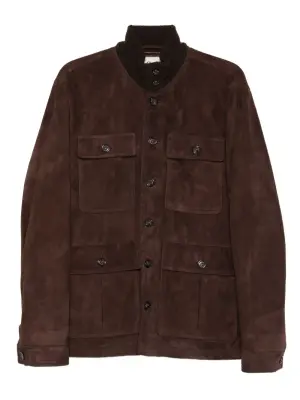 Кожаная куртка с застежкой на пуговицы и карманами