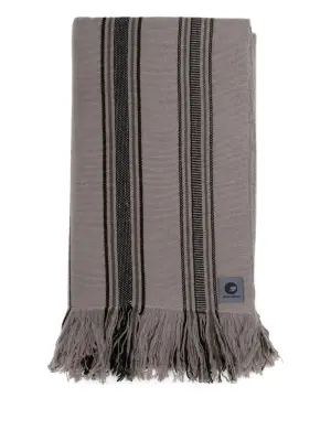 Полосатый тибетский плед с бахромой