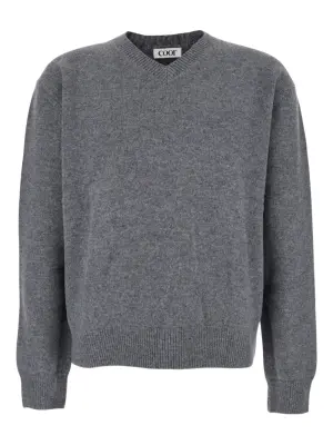 Джемпер с V-образным вырезом и длинными рукавами