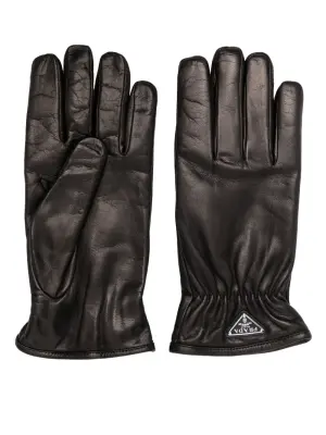Triangle-logo leather gloves