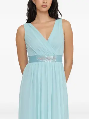 платье макси с V-образным вырезом и кристаллами