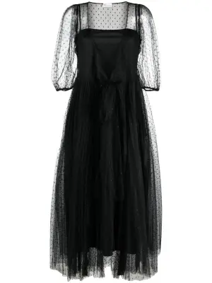 Платье миди из тюля с короткими рукавами