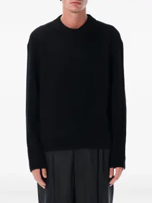 Морской вязаный свитер с круглым вырезом