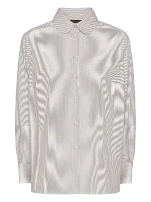 Рубашка в полоску с круглым воротником