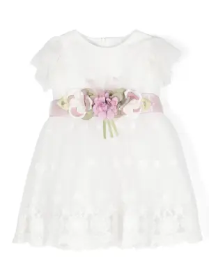 Платье из тюля с цветочной аппликацией