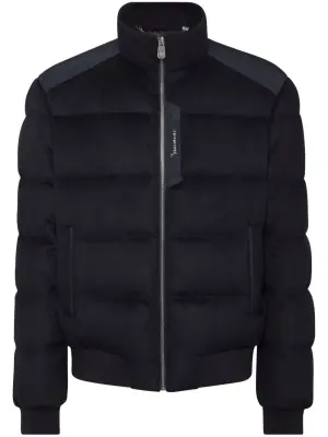 Шерстяной пуховик с нашивкой-логотипом