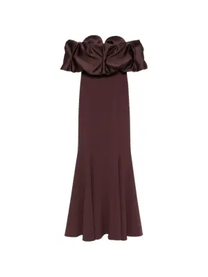 Платье с открытыми плечами Elisabetta Franchi с оборками