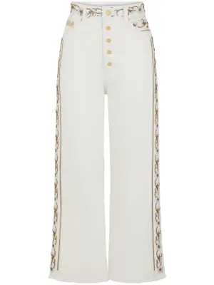 Укороченные джинсы средней посадки с вышивкой