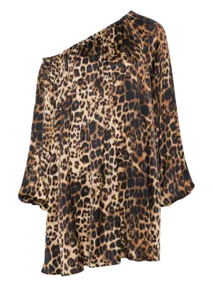 Платье мини на одно плечо с принтом