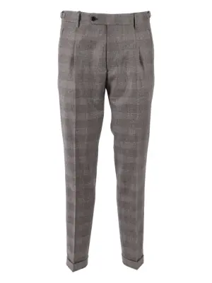 Плиссированные клетчатые брюки