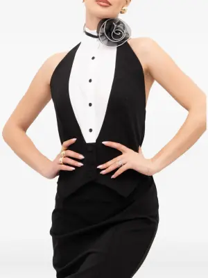 платье миди с вырезом халтер