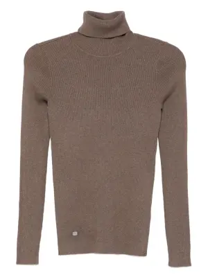 Свитер в рубчик с высоким воротником