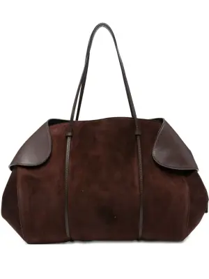 Сумка из замши с кожаной отделкой на плечо