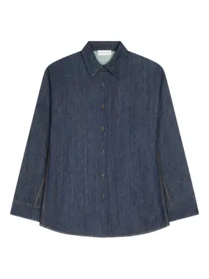 Джинсовая рубашка с контрастной строчкой