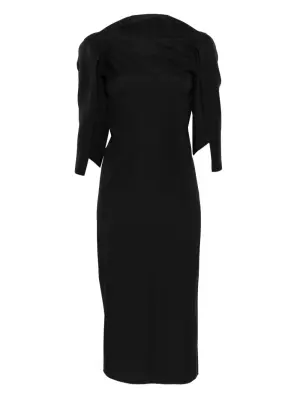 Приталенное миди-платье с рукавами-буфами