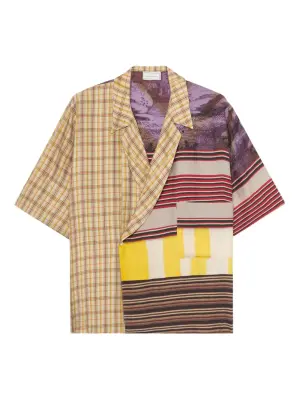 шелковая рубашка со вставками