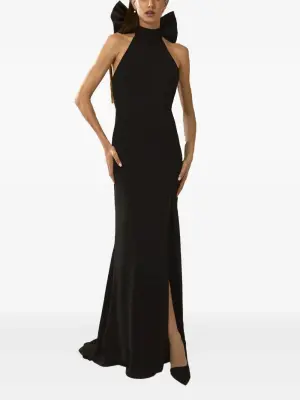 Платье с вырезом халтер и бантом