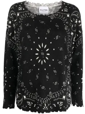 Mela bandana-print cashmere jumper