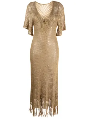 платье миди с бахромой