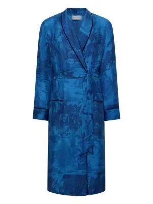 Пальто с шалевым воротником и сплошным принтом