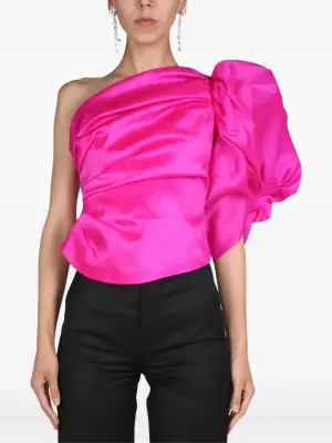 Топ на одно плечо с объемным рукавом