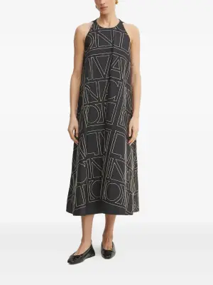 Платье миди без рукавов с геометричным принтом