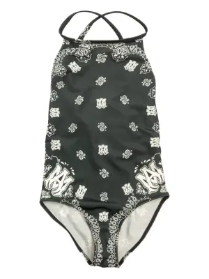 купальник с вырезом халтер и принтом пейсли