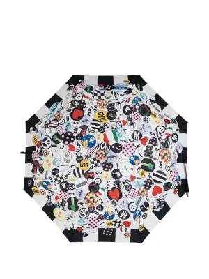 Зонтик с принтом и узорчатой каймой