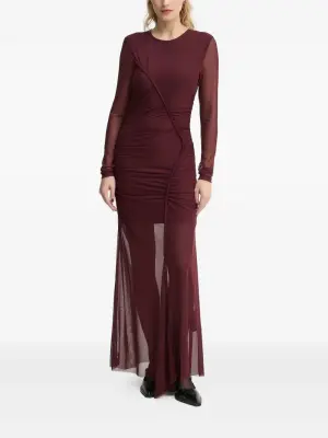 Платье с сетчатыми вставками и сборками