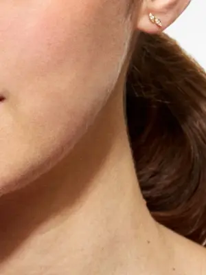 Серьга Double Leaf из желтого золота с бриллиантами