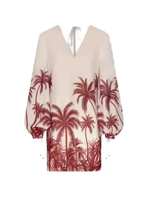 Платье с принтом и V-образным вырезом