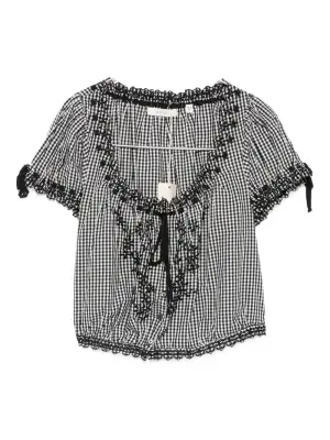 Укороченная блузка Nera в клетку гингем