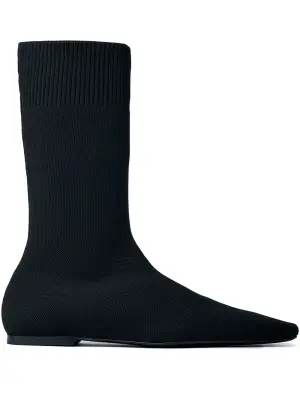 Ботильоны с квадратным носком и ребристой вязкой