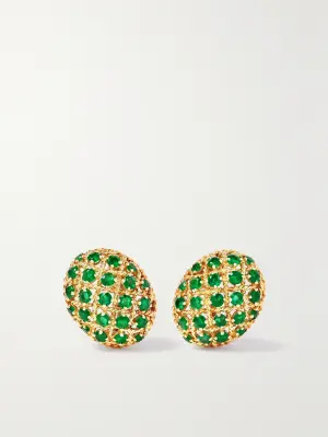 Серьги-клипсы из 18-каратного золота с изумрудами FRED LEIGHTON + Cartier Paris