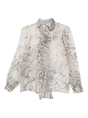 Блузка с принтом и галстуком-воротником