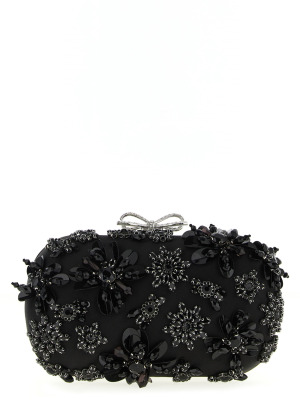 клатч «Black Satin Floral Crystal»