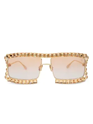 солнцезащитные очки в квадратной оправе с кристаллами