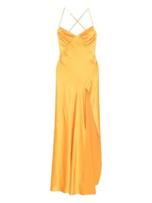 Платье макси с разрезом и перекрестными бретелями