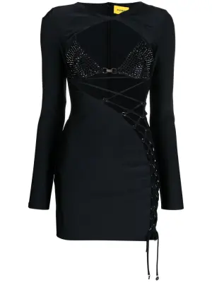 Платье мини со шнуровкой