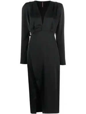 Атласное платье мини с запахом