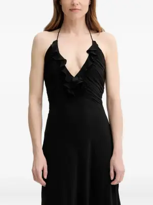 Платье макси с V-образным вырезом и оборками