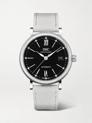 Часы Portofino Automatic 37 мм из нержавеющей стали с тиснёным кожаным ремешком и бриллиантами