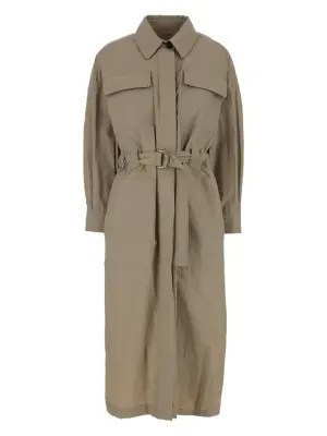 Военное пальто с поясом и карманами