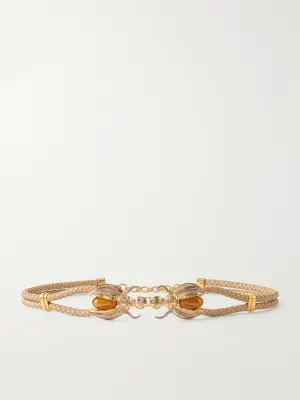 Ремень Scarab из плетеной кожи с позолотой и янтарем