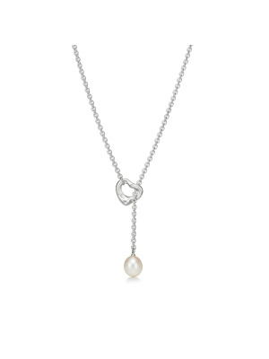 Колье-лариат Open Heart из серебра с жемчугом, 7,5–8 мм