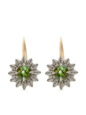 18kt yellow gold Flower tourmaline earrings