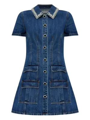 Платье с отделкой из кристаллов и карманами